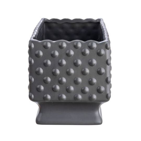 Hello Honey® 11" Black Ceramic Hobnail Planter with Scalloped Edge